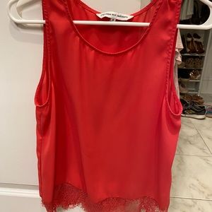 Cupcakes & cashmere cropped pink lace top